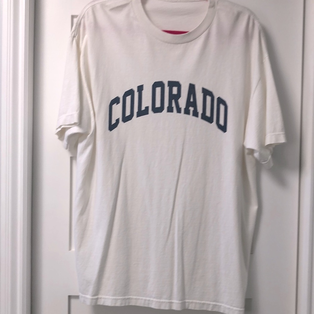 NEW unisex collegiate graphic white T-shirt! 100% cotton made USA! size Large